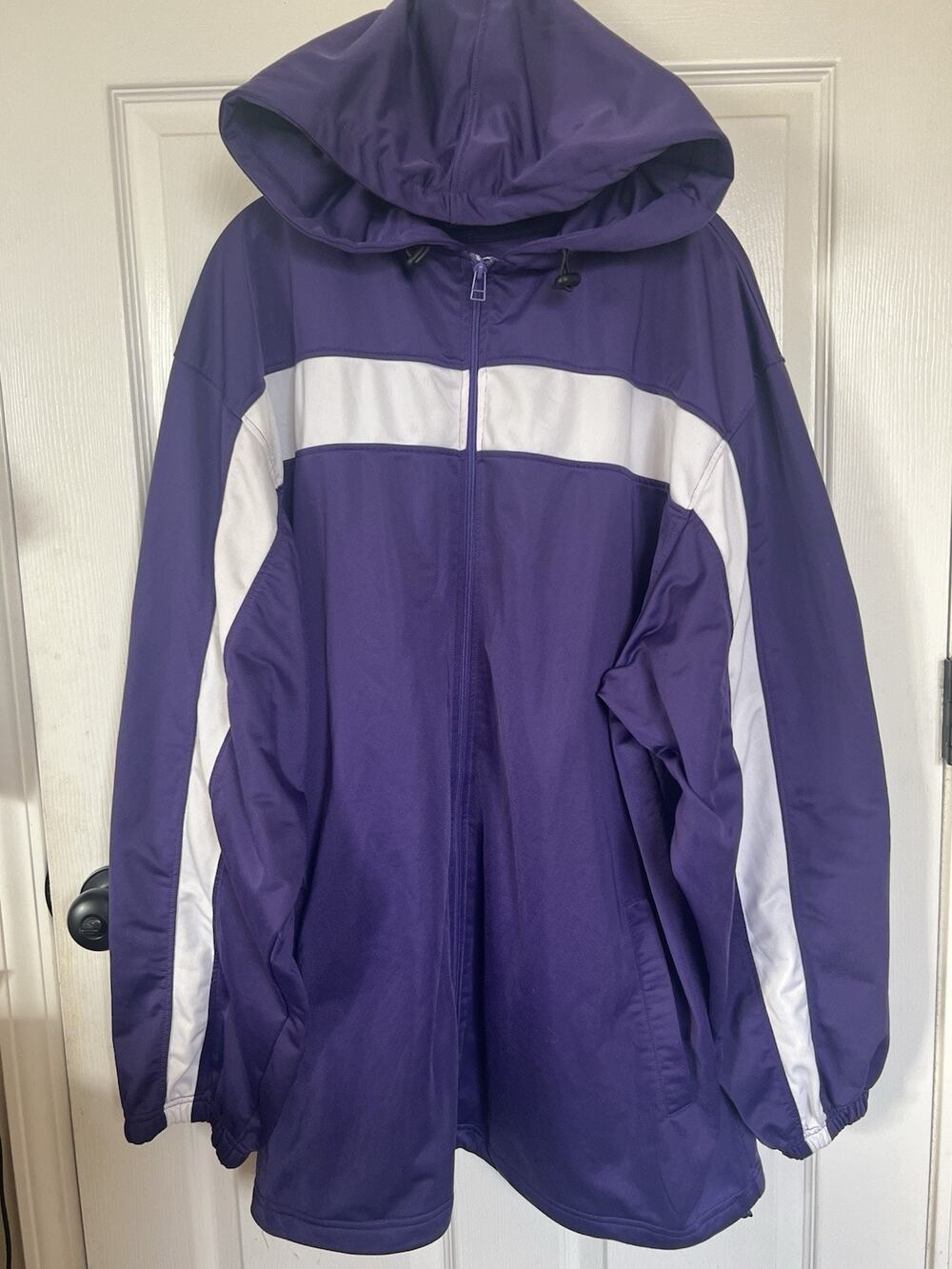 Badger Sport Men's 3XL Purple White Colorblock Full Zip Hooded Jacket